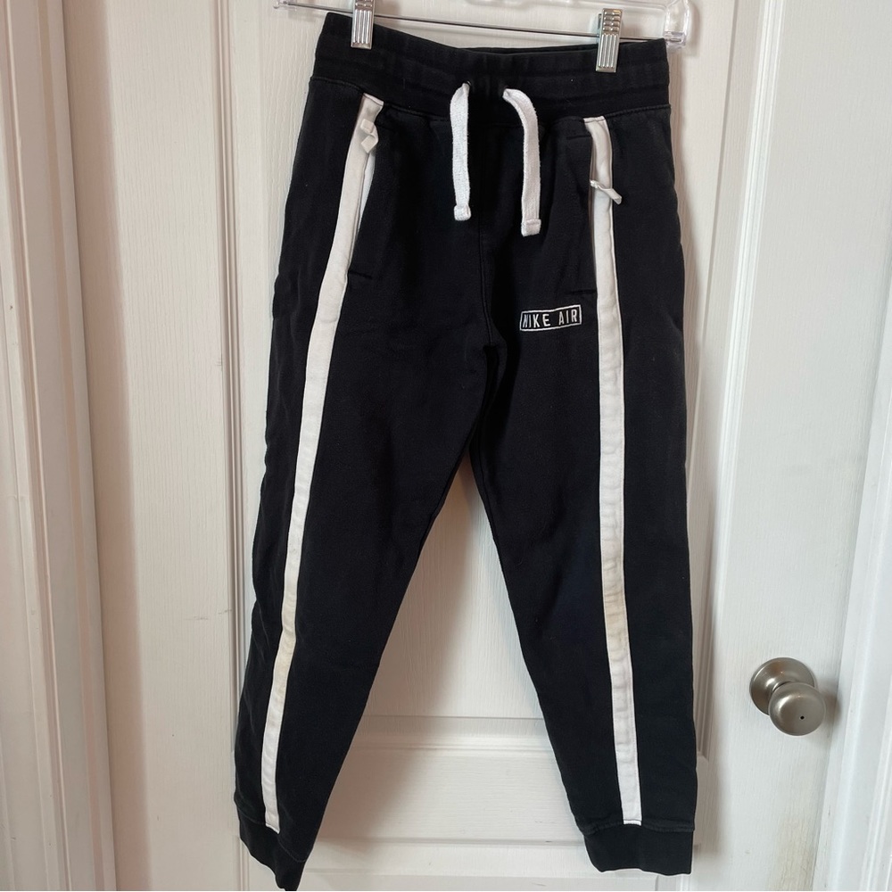 Boys Nike Air Black Sweatpants Zipper Pockets Medium